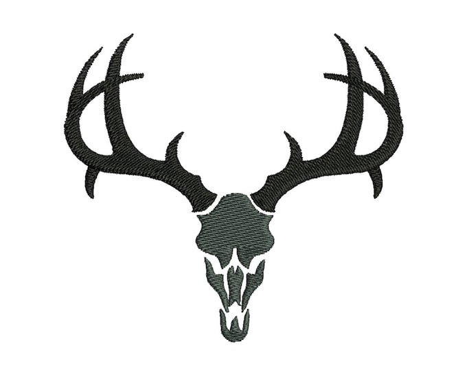 Buck deer skull silhouette machine embroidery designs many mini sizes (.pes .hus .dst .vp3 .vip .xxx .exp .jef) fill stitch embroidery