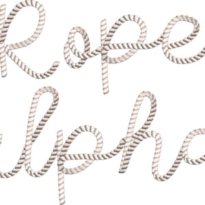 Modern rope nautical marine script handwritten cursive Font alphabet machine embroidery design 1.5, 2, 2.5, 2.8, 3.5 inches monogram name BX