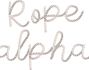 Modern rope nautical script hand written cursive Font alphabet machine embroidery designs 1.5, 2, 2.5, 3, 3.7 inches, monogram BX