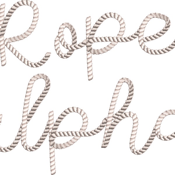 Modern rope nautical marine script handwritten cursive Font alphabet machine embroidery design 1.5, 2, 2.5, 2.8, 3.5 inches monogram name BX