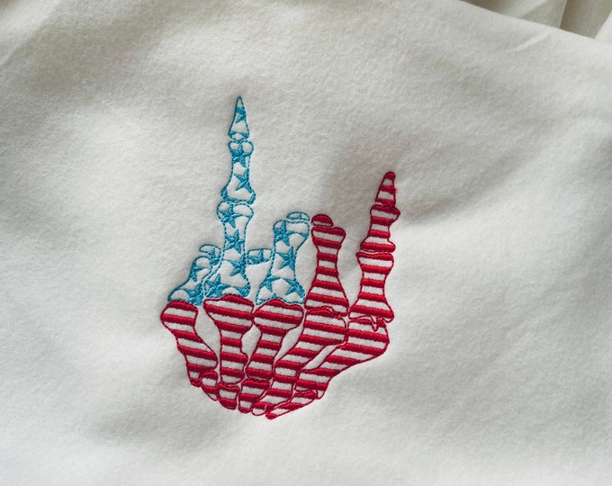 Rocker Skeleton hand sign Rock n Roll light stitch machine embroidery designs boy men dad biker motorcycle heavy metal rock n roll patriotic
