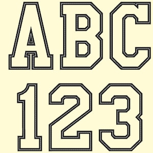 Sport Collegiate Block applique Font machine embroidery designs applique designs in many sizes, BX alphabet sport letters numbers embroidery