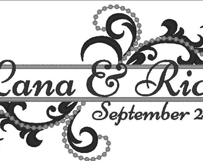 Vintage Calligraphic Split Border wedding towel pillow Decoration Elements Wedding Gift machine embroidery designs curl swirl monogram frame