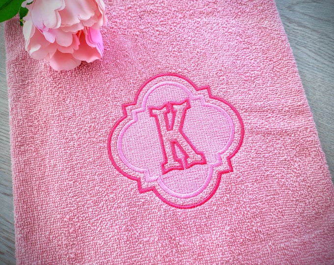 Embossed Monogram terry towel machine embroidery designs A-Z in assorted sizes personalized gift idea housewarming wedding home kids family