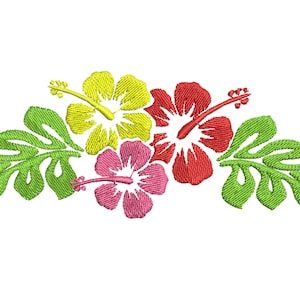 Hawaiian Flower Frame Edge machine embroidery designs summer hibiscus flower floral beach towel sea clothing and monogramming, many sizes