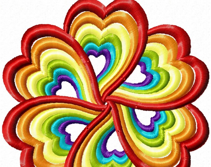 Flower rainbow petals leaves awesome decorative machine embroidery designs assorted sizes from 3 thru 5 inches unusual floral blossom petal
