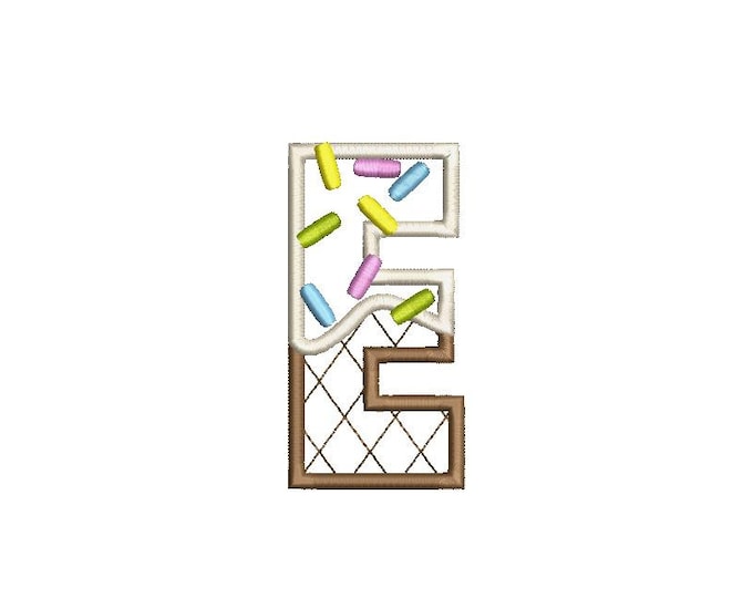 Applique ice cream FONT Alphabet letters  assorted sizes Ice-cream machine embroidery design  cone kids party birthday
