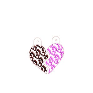Leopard print Split Heart Eyelet and Key Fob Snap Tab keychain in the - stitched product preview - A sewing machine needle stitches a leopard print | machine embroidery Instant Download By Fonts Heaven Embroidery Format PES HUS DST JEF EXP VP3 XXX EX