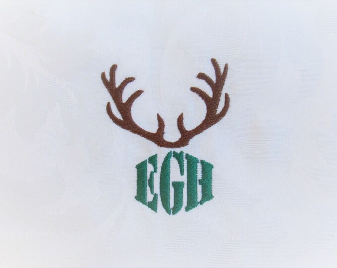 Antler Monogram Buck deer Antlers silhouette machine embroidery design & monogram font assorted sizes army camo stencil fill stitch alphabet