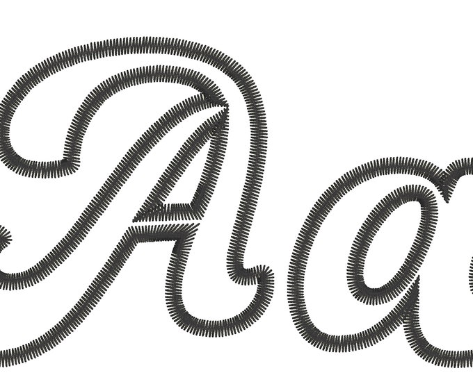 Light Zig-zag stitch outline Retro script handwritten cursive Font alphabet machine embroidery designs 1.9 thru 7 inches, monogram BX