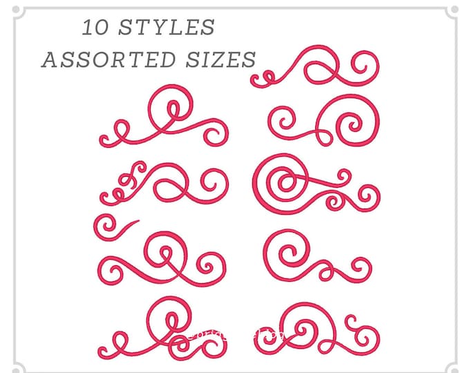 Classy calligraphy monogram borders, curls, font frame signature machine embroidery designs INSTANT DOWNLOAD assorted sizes & formats