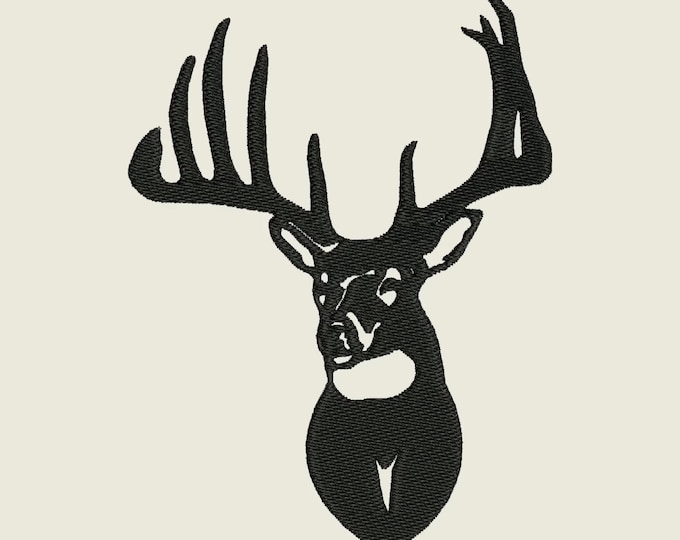 Buck Deer with antlers silhouette outline wild animal hunter fill stitch machine embroidery designs many mini sizes 2 up to 5 inch