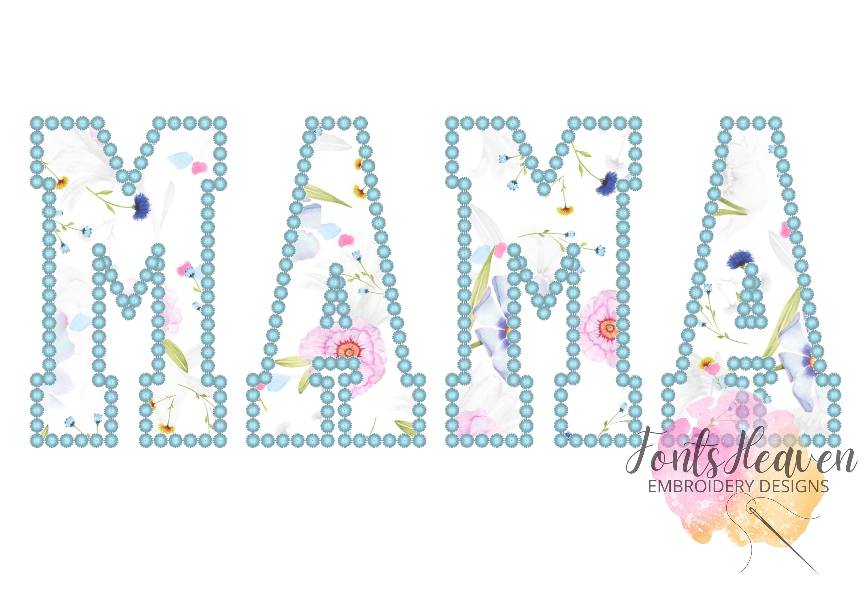 MAMA in Pearl Stitch Machine Applique Embroidery Designs Pearl - Etsy