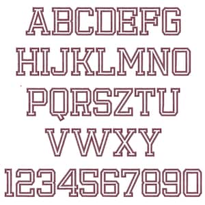 Block Font Varsity Collegiate Alphabet Buchstaben Outline Font Maschinenstickerei Designs viele Größen 12, 22 bis 11, 10, 12, 12, 12, 12, 12, 12, 12, 12, 12, 12, 12, 12, 12, 12, 12, 12, 12 und 11 cm Sport font und Monogramm Monogramm B xs