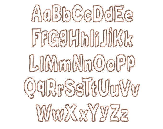 Perfect applique Font satin stitch outline alphabet applique machine embroidery designs in sizes 1.3 up to 4.9 inches kids name monogram, BX