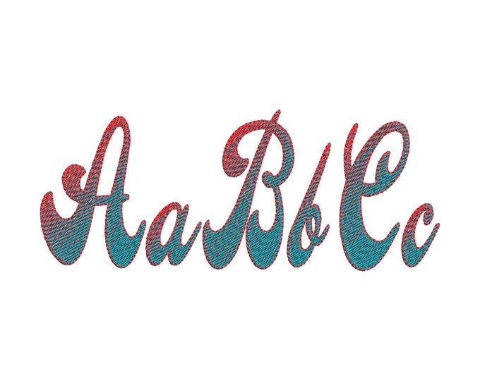 Gradient ombre iridescent effect Font Alabama alphabet Monogram letters machine embroidery designs sizes 1.5 up to 5 inch NO special thread