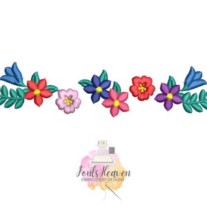 Encanto colorful floral Border monogram girl baby name Edge Frame with flowers machine embroidery designs in sizes from 4 up to 12 inches