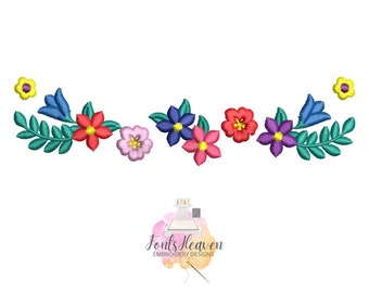 Encanto colorful floral Border monogram girl baby name Edge Frame with flowers machine embroidery designs in sizes from 4 up to 12 inches