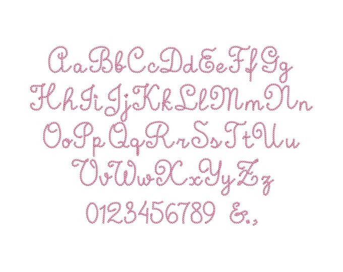 Pearl stitch script handwritten FONT Divine girls Alphabet machine embroidery designs sizes 1.7 up to 4.8 inches curl Monogram BX
