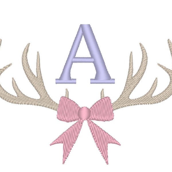 Deer buck antlers with bow vintage style Decoration & Elements, Wedding, Gifts, monogramming monogram machine embroidery designs many sizes