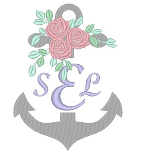 May include: A gray anchor with a floral design and the letters "S & L" in purple.