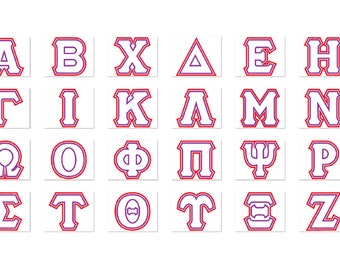 SVG PNG 2 Farben 2 Schichten griechisches Alphabet ABC Theta Alpha Omega Kappa Omega Schriftart Schwesternschaften Uni Sport Schule Buchstaben Schriftart Schnittdatei Cricut