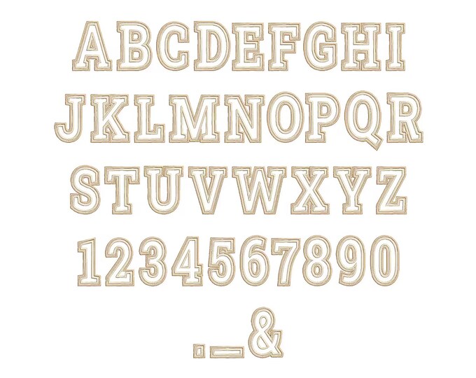 Nice Sport Font double two outlines alphabet sport block font machine embroidery designs satin stitch 2 lines Monogram sizes 2.3 thru 6 inch