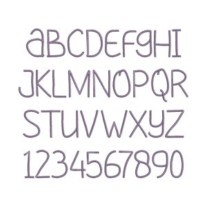 Diseños de bordado a máquina de letras del alfabeto finas escritas a mano en tamaños pequeños de 0,5 a 3,4 pulgadas con monograma para niños, BX
