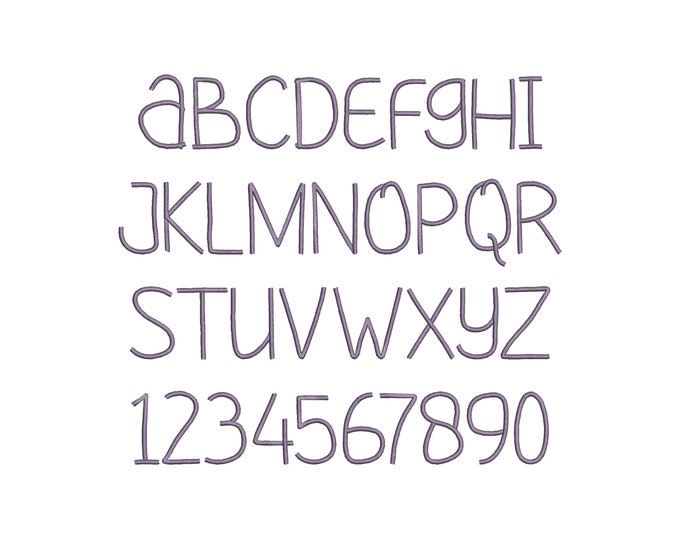 Handwritten thin Font alphabet letters machine embroidery designs in mini sizes from 0.5 thru 3.4 inches kids monogram name saying, BX