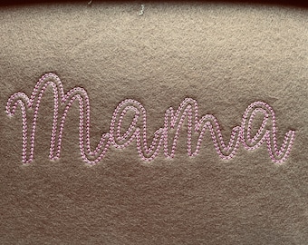 Sweatshirt hoodie Mama chain stitch handwritten calligraphy Font alphabet letters machine embroidery designs sizes 2" thru 4" inches also BX