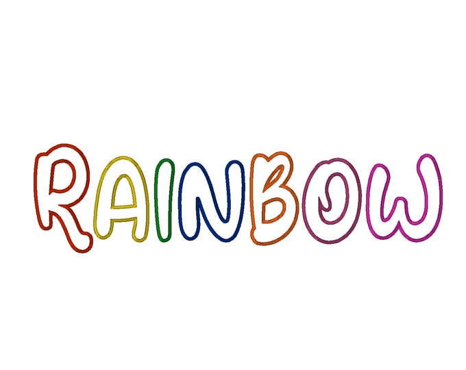 Retro Bubble style Font Menthol Applique alphabet machine embroidery designs assorted sizes from 1.6 thru 5.9 inches kids baby monogram, BX