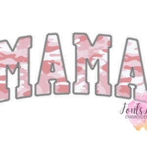 MAMA machine Applique Embroidery Designs Zigzag Edge outline Block Athletic Font Mother&#39;s Day Gift Idea for hoop 6x10, 8x12