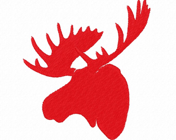 Moose Elk head with antlers silhouette wild animal outline fill stitch machine embroidery designs mini sizes 2 up to 4 inches hunting hunter