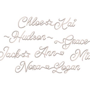 Modern rope nautical script handwritten cursive Font with Tails & Connections machine embroidery designs 1.7 up to 4 inches awesome name, BX