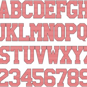 Sport Athletic Light Stitch Block Type Font Varsity Collegiate Alphabet ...