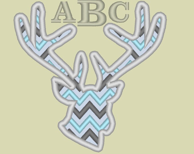 Buck deer head Chevron monogram BX also ALL other (.pes .hus .dst .vp3 .vip .xxx .exp . jef)  - embroidery monogram embroidery design
