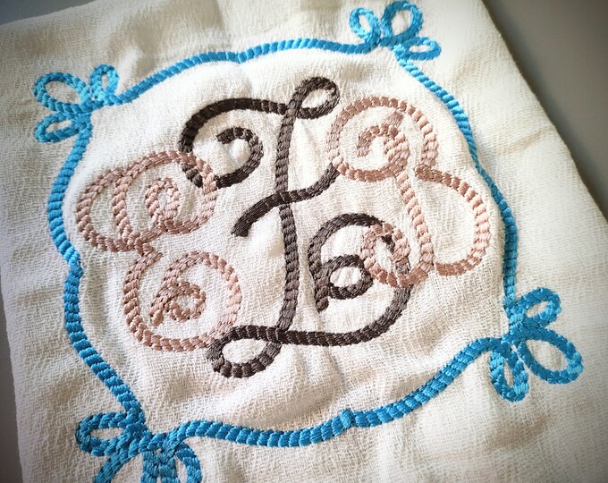 Rope satin stitch Font alphabet Monogram curl letters machine embroidery designs in sizes from 2.5 up to 7 inches marine nautical type, BX