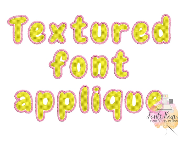 Textured Font Applique machine embroidery designs in sizes 2 thru 5 inches kids name alphabet Monogram awesome letters font, BX included