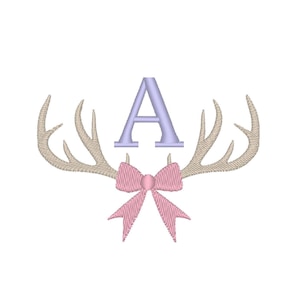 Deer buck antlers with bow vintage style Decoration Element Wedding Gifts monogramming monogram machine embroidery designs in many sizes