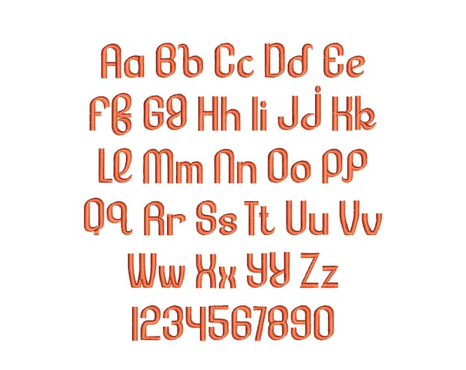 Retro ribbon straight FONT monogram alphabet baby mini letters satin stitch machine embroidery designs many sizes 0.4 up to 2.3 inches BX