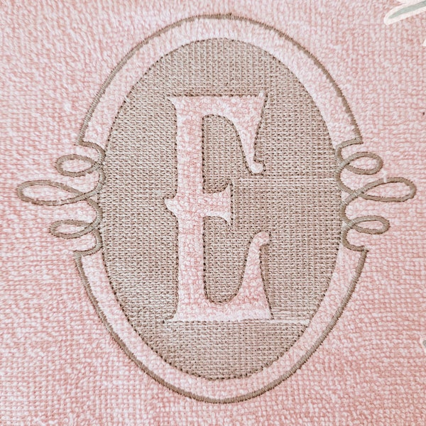 Embossed Monogram terry towel machine embroidery designs A-Z in assorted sizes personalized gift idea housewarming wedding home kids family