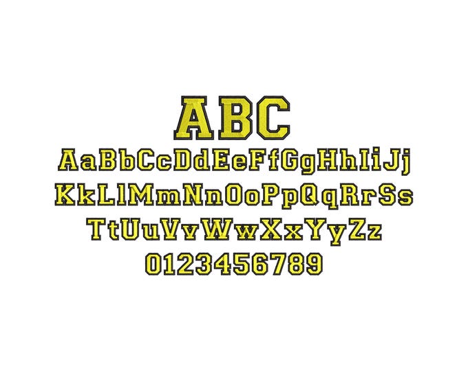 Sport Collegiate Block mini FONT fill stitch and outline Monogram alphabet letters machine embroidery designs small mini sizes 0.7 up to 2in