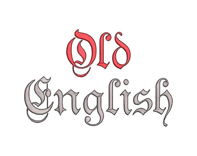 Old English satin and bean stitch outline FONT Kasper machine embroidery designs Medieval Gothic Alphabet Monogram sizes 1 up to 4.4 inch BX