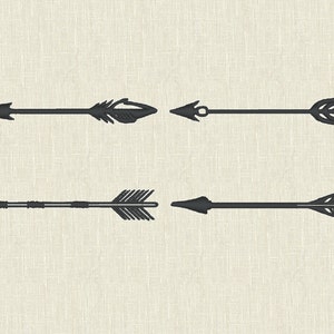 Puede incluir: Cuatro diseños de flechas negras con diferentes estilos de punta de flecha. Las flechas apuntan hacia la derecha.
