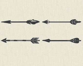 Simply rustic arrows SET of 4 machine embroidery designs, many sizes & formats pes hus dst vp3 vip exp jef, simple folk Indian feather arrow