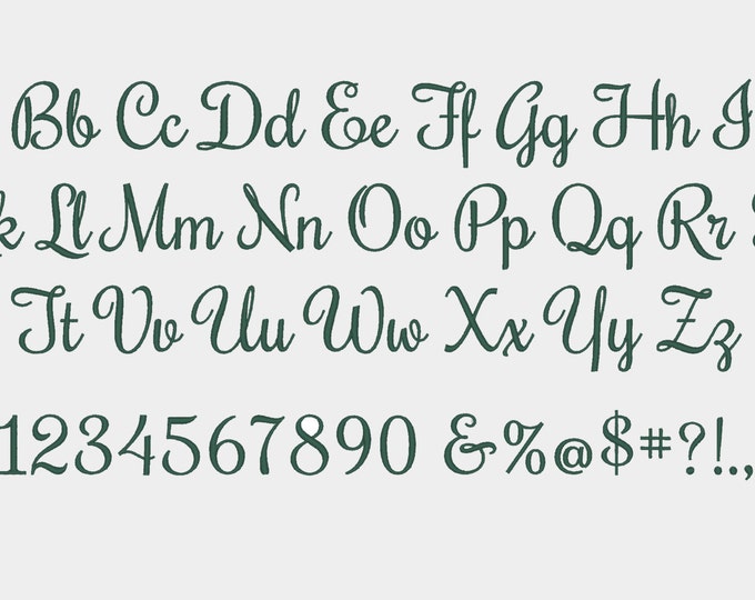 Font machine embroidery designs sizes 1/2" 2/3" 3/4" 1" 1 1/3" 1 1/2" mini tiny handwriting curl font alphabet BX included INSTANT DOWNLOAD