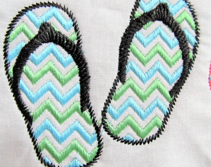 Flip flops Chevron machine embroidery designs assorted sizes, summer holidays beach towel seaside outfit slippers flop thong sandals