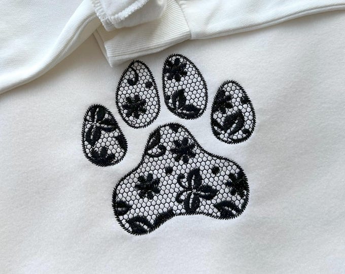 Simply Floral Puppy Paw silhouette machine embroidery designs sizes 3.5 up to 6 inch Dog lovers flowered Paw outline light stitch Dog Mama
