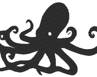 Steampunk Octopus Silhouette rellenar diseños de bordado de máquinas de puntada, muchos mini tamaños, silueta de pulpo de animales marinos marinos