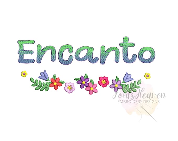 Encanto colorful floral flower monogram girls name Border and gradient ombre FONT alphabet Birthday Gift idea machine embroidery designs SET